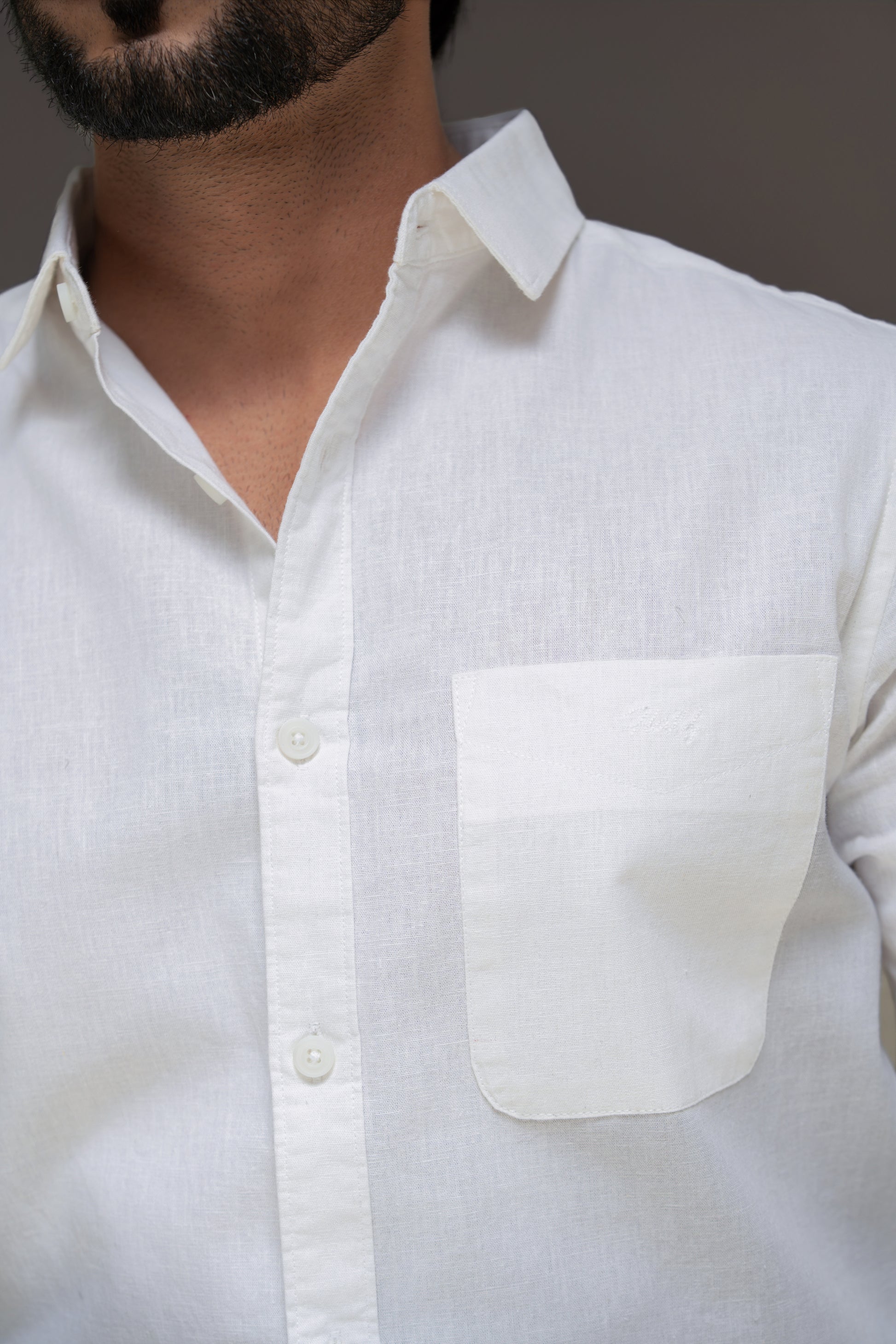White Linen Cotton Plain