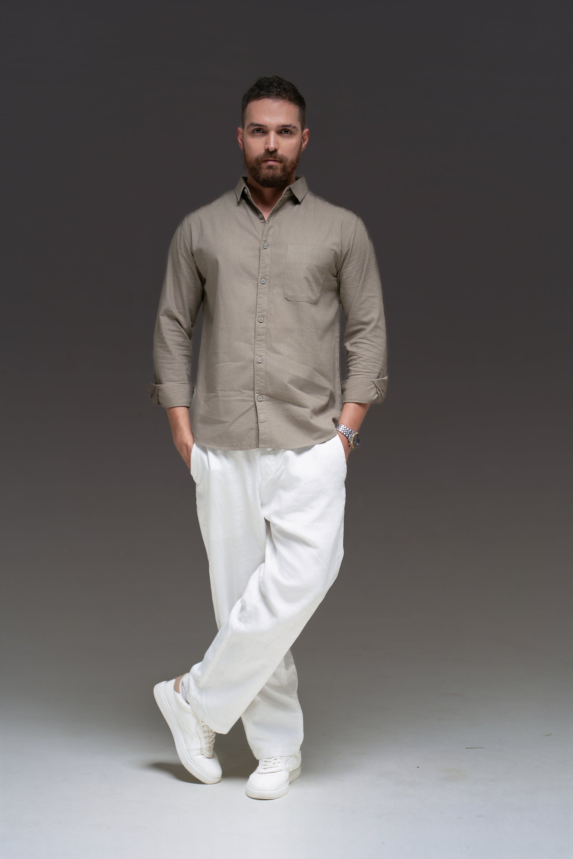 Medium Grey Linen Cotton